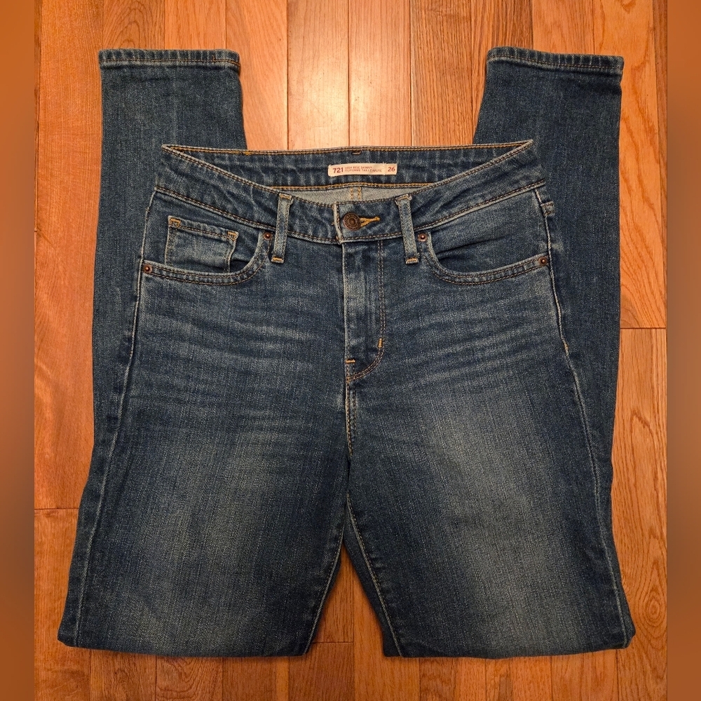 721 Levis High Rise Skinny Classic Blue Denim Jeans Size 26